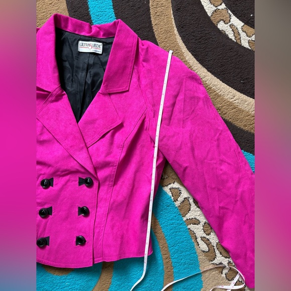 Ultra Suede Hot Pink Double-Breasted Blazer - Picture 7 of 7